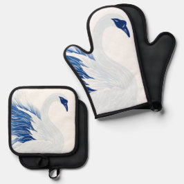 Chinese zwanen vleugels patroon (Persoonlijk) Ovenwant & Pannenlap Set