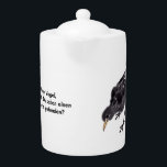 Chinesische Amsel-Tuschekunst  Theepot<br><div class="desc">Die Amsel wurde freihändig mit Tusche gemalt. Es gibt ein deutsches Sprichwort: „Der frühe Vogel fängt den Wurm.“ 
In diesem Entwurf kombiniere ich den Vogel und diese Redewendung zu ein anderes Gefühl.</div>