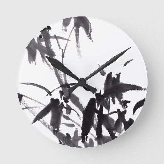 Chinesische Bambus-Tuschekunst  Ronde Klok (Voorkant)