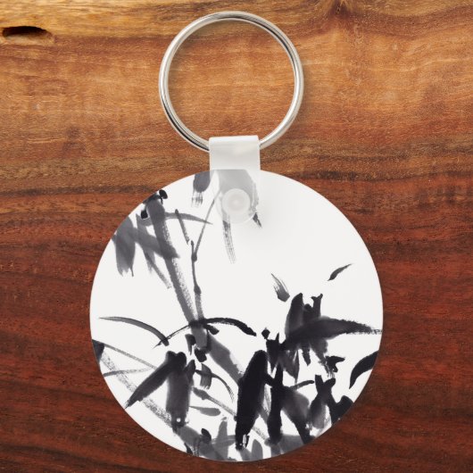 Chinesische Bambus-Tuschekunst Sleutelhanger (Voorkant)