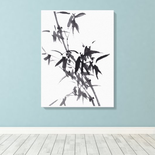 Chinesische Kunst mit  Bambusmalerei  Canvas Afdruk (Insitu (Houten vloer))