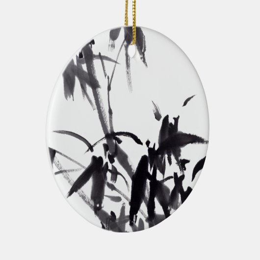 Chinesische Kunst mit Bambusmalerei Keramisch Ornament (Rechts)