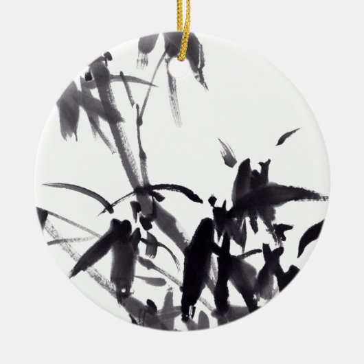 Chinesische Kunst mit Bambusmalerei Keramisch Ornament (Voorkant)