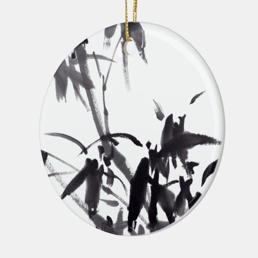 Chinesische Kunst mit Bambusmalerei Keramisch Ornament (Links)