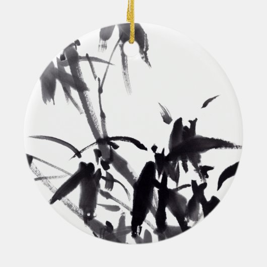 Chinesische Kunst mit Bambusmalerei Keramisch Ornament (Achterkant)