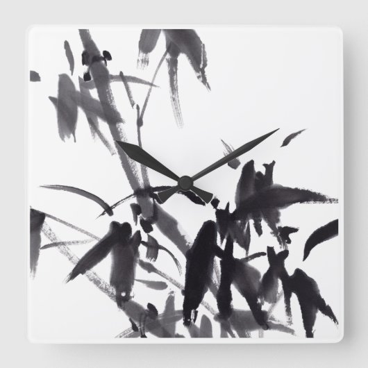 Chinesische Kunst mit Bambusmotiv Vierkante Klok (Voorkant)