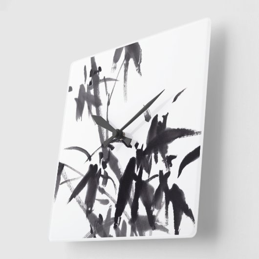 Chinesische Kunst mit Bambusmotiv Vierkante Klok (Hoek)