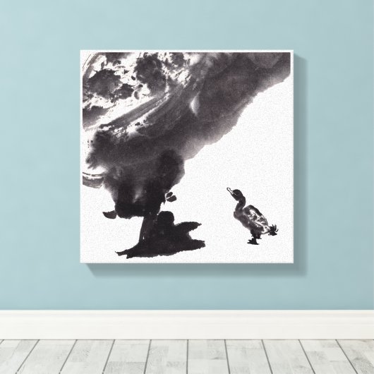 Chinesische Kunst mit Entenmotiv Canvas Afdruk (Insitu (Houten vloer))