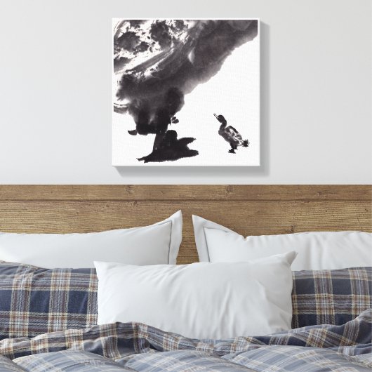 Chinesische Kunst mit Entenmotiv Canvas Afdruk (Insitu (Slaapkamer))