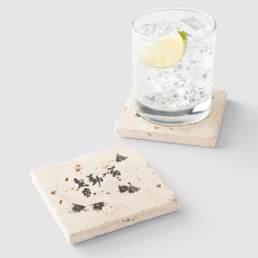 Chinesische Kunst mit Kalligraphie & Hummelnmalere Stenen Onderzetter (Zijkant)