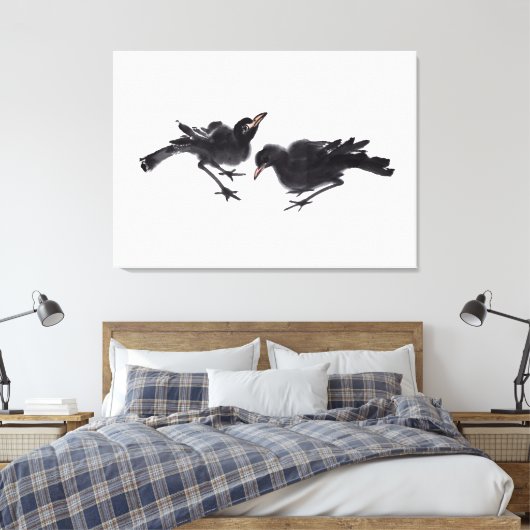 Chinesische Kunst mit Vogelmotiv Canvas Afdruk (Insitu (Slaapkamer))