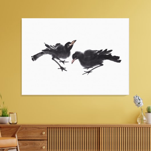 Chinesische Kunst mit Vogelmotiv Canvas Afdruk (Insitu (Woonkamer))