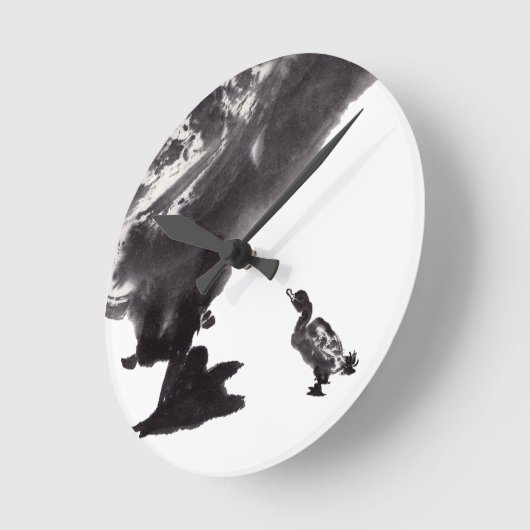 Chinesische Tuschekunst mit Entenmotiv Ronde Klok (Hoek)