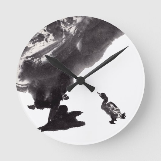 Chinesische Tuschekunst mit Entenmotiv Ronde Klok (Voorkant)