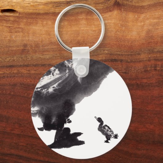 Chinesische Tuschekunst mit Entenmotiv Sleutelhanger (Voorkant)