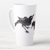 Chinesische Tuschekunst mit Vogelmotiv Latte Mok (Linkerhoek)