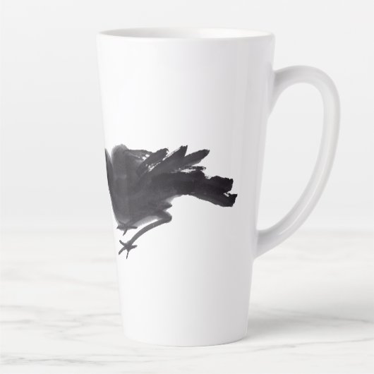 Chinesische Tuschekunst mit Vogelmotiv Latte Mok (Rechts)