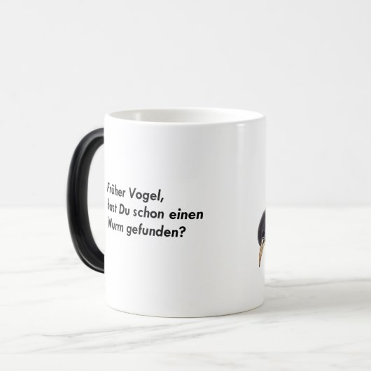 Chinesische Tuschekunst mit Vogelmotiv Magische Mok (Voorkant links)