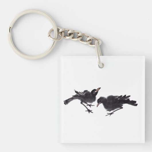 Chinesische Tuschekunst mit Vogelmotiv Sleutelhanger (voorkant)