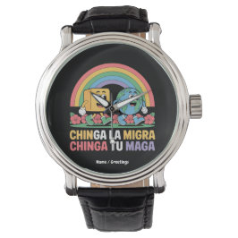 Chinga La Migra Chinga Tu Maga Grappige Regenboog Horloge