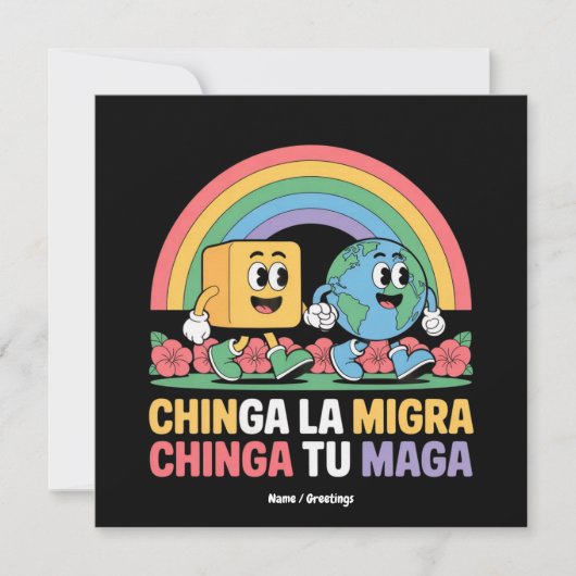 Chinga La Migra Chinga Tu Maga Grappige Regenboog Kaart (Voorkant)