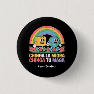 Chinga La Migra Chinga Tu Maga Grappige Regenboog Ronde Button 3,2 Cm