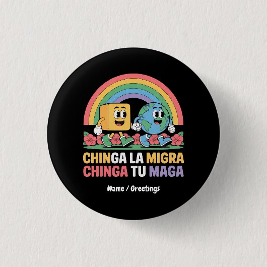 Chinga La Migra Chinga Tu Maga Grappige Regenboog Ronde Button 3,2 Cm (Voorkant)