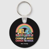 Chinga La Migra Chinga Tu Maga Grappige Regenboog Sleutelhanger (Voorkant)
