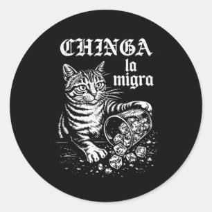 Chinga la migra grappige kat meme mannen vrouwen ronde sticker