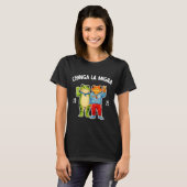 Chinga la migra grappige kikker protest grafisch t-shirt (Voorkant volledig)