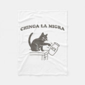Chinga La Migra Immigration Abolish Ice Funny Cat  Fleece Deken (Voorkant)