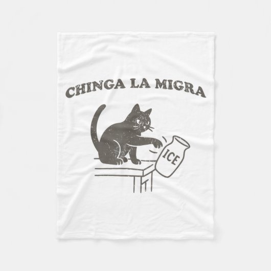 Chinga La Migra Immigration Abolish Ice Funny Cat  Fleece Deken (Voorkant)