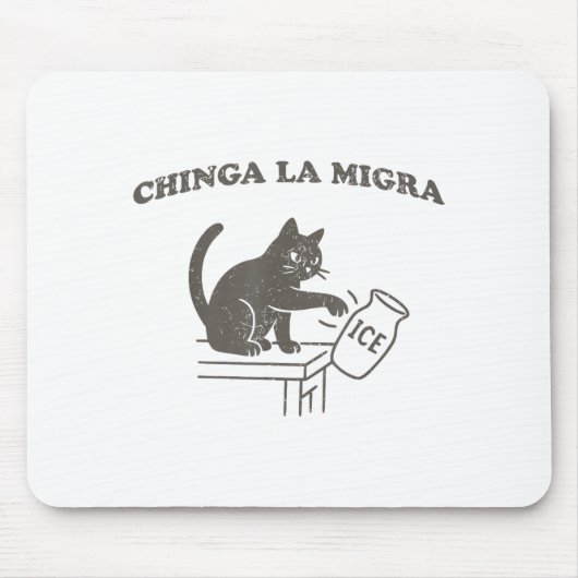 Chinga La Migra Immigration Abolish Ice Funny Cat Muismat (Voorkant)