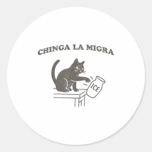 Chinga La Migra Immigration Abolish Ice Funny Cat  Ronde Sticker (Voorkant)