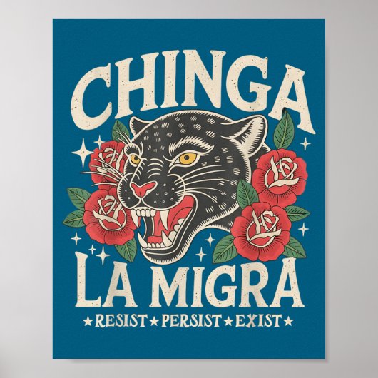 Chinga la migra pro immigratie fascisme mens poster (Voorkant)
