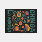 Chinga La Migra Retro Bloemen Fleece Deken (Voorkant (Horizontaal))