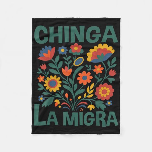 Chinga La Migra Retro Bloemen Fleece Deken (Voorkant)