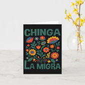 Chinga La Migra Retro Bloemen Kaart (Gele Bloem)