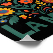 Chinga La Migra Retro Bloemen Poster (Hoek)