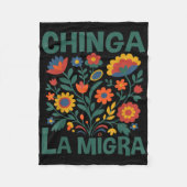 Chinga La Migra Retro Flowers  Fleece Deken (Voorkant)