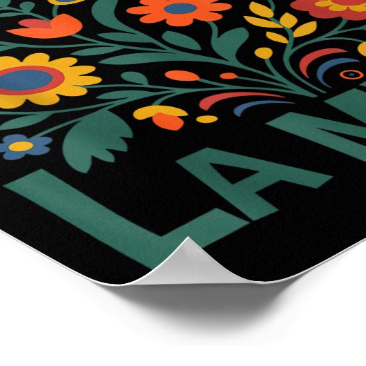 Chinga La Migra Retro Flowers  Poster (Hoek)