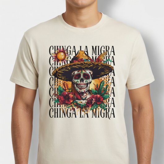 Chinga La Migra Suikerschedel T-shirt