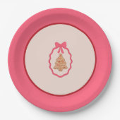 Chingerbread Christmas Tree Pink Christmas Plate Papieren Bordje (Voorkant)