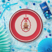 Chingerbread Man Christmas Plate Red Papieren Bordje (Feest)