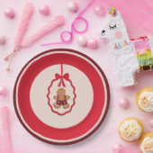 Chingerbread Man Christmas Plate Red Papieren Bordje (Feest)