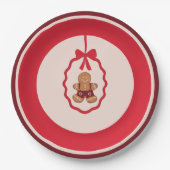 Chingerbread Man Christmas Plate Red Papieren Bordje (Voorkant)