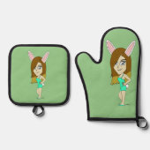 Chini Bunny meisje Ovenwant & Pannenlap Set (Voorkant)
