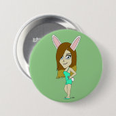Chini Bunny meisje Ronde Button 7,6 Cm (Voorkant /achterkant)