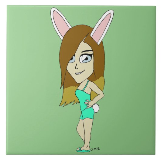 Chini Bunny meisje Tegeltje (Voorkant)