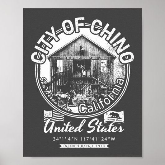 CHINO SAN BERNARDINO CALIFORNIA - STAD CHINO CA POSTER (Voorkant)
